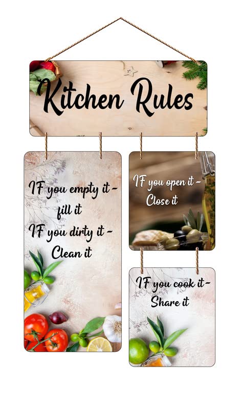 Shri kanth Art Kitchen RulesWooden Wall Hanging | Wall Hanger for Home Decor |Wall Art | MDF Wooden Wall Hanger for Living Room | Gifts | Office | Wooden Home Decor Items