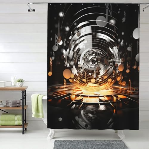 Rideau de douche imperméable robuste et lavable à motif clefs de musique rustique - 7