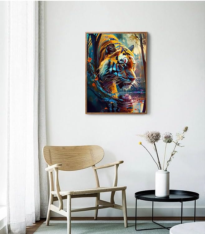 Miniatura 6 de QUITEDEW Kits de pintura de diamantes de tigre para adultos, kits de arte de diamantes de animales, pintura de diamante con artes y manualidades