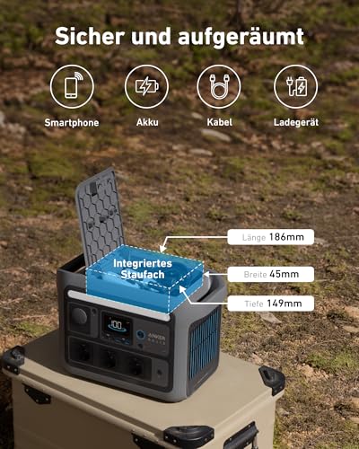 Anker SOLIX C800 Tragbare Powerstation, 1200W (1600W Spitzenleistung) Solargenerator, 100% Akku in 58 Min., 768Wh LiFePO4 Akkus für Camping, Wohnmobil, RV, Reisen, Stromausfall (Solarpanel optional) – Bild 6