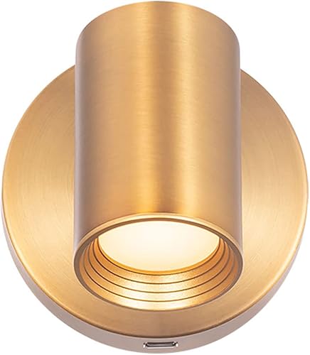 Miniatura 8 de WAC Lighting dweLED, Kepler 5in LED luz de lectura 3000K en latón envejecido con puerto USB