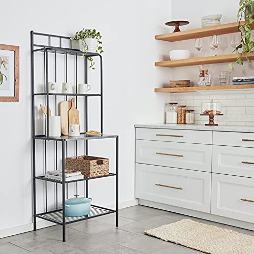 Target Marketing Systems Liv Collection Contemporary Metal Kitchen Dining Baker's Rack With Three Shelves, Black #TOP6