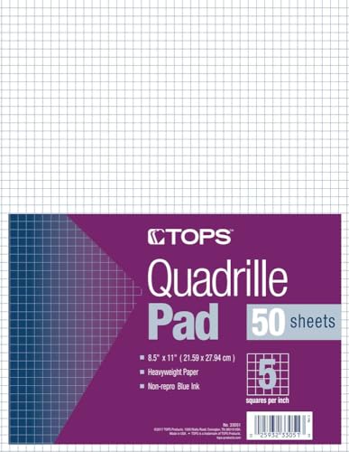 Bloc quadrillé Tops résistant avec reliure caoutchouc 50 pages
