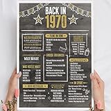 Geschenk 52 Geburtstag - Back in 1970 Holzbild - personalisierbar zum Hinstellen/Aufhängen optional beleuchtet, 52 Geburtstag Frauen & Männer - Wand-Bild Aufsteller Deko - persönliches Geschenk