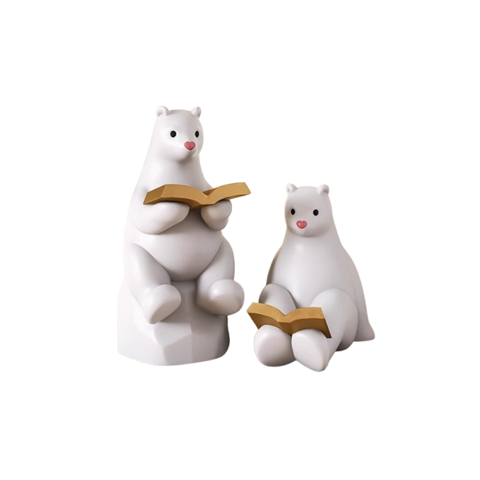 Sujetalibros de Lectura de Oso Polar, Soportes de Libros de Animales de Resina Creativa, estatuas de Osos Decorativas, tapón de Libro Resistente para decoración de Estante de Escritorio