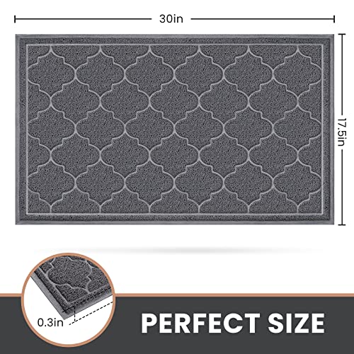 Luxstep Door Mat Large 17" X 30" Indoor Outdoor Doormat, Non-Slip Low-Profile Design Floor Mat, Durable Trap Dirt And Dust Front Door Welcome Mat For Entryway,Patio,Garage,High Traffic Areas, Grey #TOP2