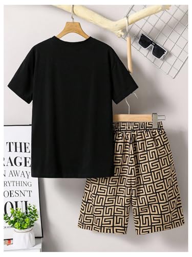 Image of COZYEASE Boys' 2 Piece Outfits Summer Shorts Sleeve Graphic T Shirts and Shorts Sets Vacation Beach Clothes