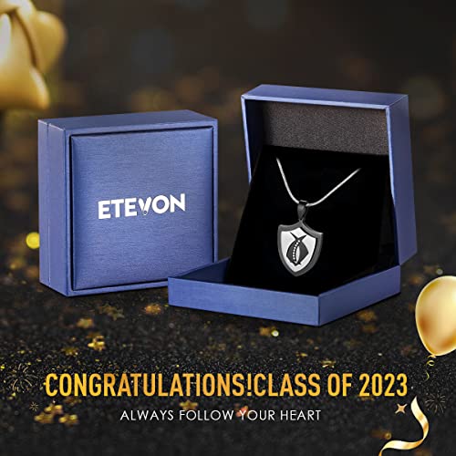 Etevon Graduation Gifts For Him 2023, 18K Gold Plated Shield Necklaces For Men Boys, 316 Stainless Steel Pendant Necklaces Mens Jewelry Graduate Gift For Class Of 2023 Senior High School College #TOP4