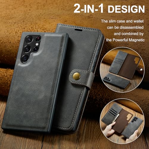 Coque Samsung S22 Ultra 5G aimantee Asuwish a clapet et rabat cartes - 3