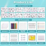 Shrinky Dink Sheets Kits for Kids, Funtopia 75 Pre-Cut Shrink Paper Craft Keychain Making Kit, 12 Themes DIY Shrink Art Plastic Sheets with Charms and Keychains Accessories