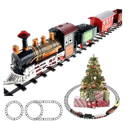 Enchanting Christmas Express Toy Train Battery Operated Mountain Locomotive Rail Set - 16 Pieces Toy Train Set for Magical Holidays, Birthdays