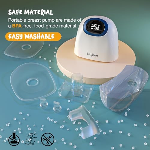 Image of Baybee Wearable Electric Breast Pump for Mothers | Automatic Hands-Free Breast Pump Electrical Machine with 3 Suction Levels & 12 Modes | Electric Breast Pumps with LED Light, 1500mAh Rechargeable Battery & BPA-Free Tritan Material | Portable Breast Milk Pump with Lactation & Massage Modes (White)