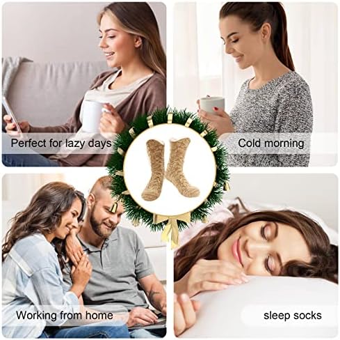 Slipper Fluffy Socks for Women Men, Thermal Socks Knitted Socks Christmas Socks, Winter Fuzzy Bed Slipper Socks With Grippers, One Size Non Slip