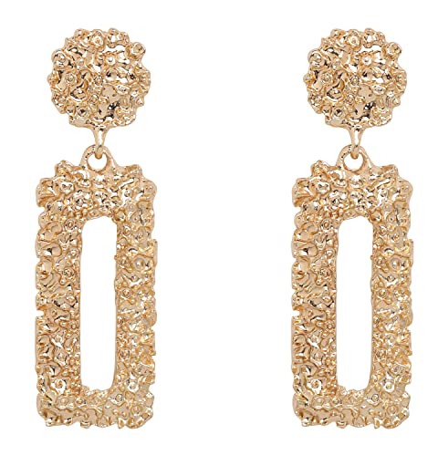 Statement Drop Earrings Gold Rectangle Geometric Dangle Earrings Women Fashion Jewelry For Party Prom Wedding,Gold #TOP4