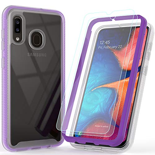 Samsung A20 Case,Samsung A20 Case with Screen Protector, LUCKYCAT Shockproof Clear Multicolor Series Bumper Cover for Samsung Galaxy A20/A30,Purple