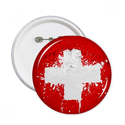 Cadeau décoration badge pins Suisse bouton rond original à offrir en lot de 5 pièces