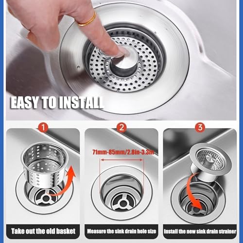 Colador y tapón de fregadero 3 en 1 de acero inoxidable LeLehome miniatura 5