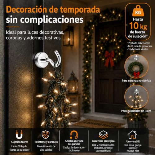 Miniatura 7 de Neosmuk Ganchos Magnéticos, 10kg Imán Extra Fuerte Con Gancho Para Nevera, Gancho De Crucero Resistente Para Techo Paquete De 10