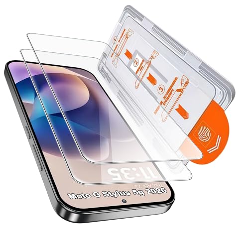 Suttkue for Moto G Stylus 5G 2025/2026 Screen Protector with De-Bubble Card 9H Hardness Military-Grade Shatterproof Protection Tempered Glass flim Case Friendly Anti-Scratch (2 PACK)