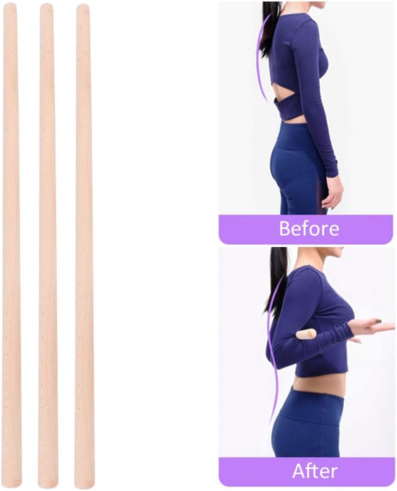 Wood Yoga Stick, 3Pcs Shoulder Opener Fitness Tool, Yoga Accessory Rod for Beginners and Professionals in Home Gym or Studio Practice