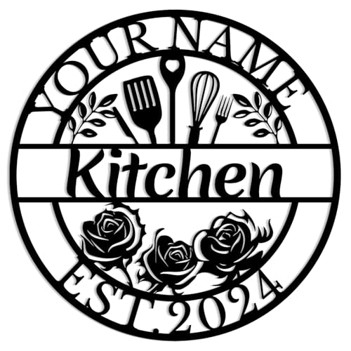 Customized Kitchen Metal Sign,Personalized Indoor Kitchen Sign Name,Kitchen Wall Hanger, Dining Room Decor, Kitchen Wall Art,Nana's Kitchen,Cooking Gift (Style-G)