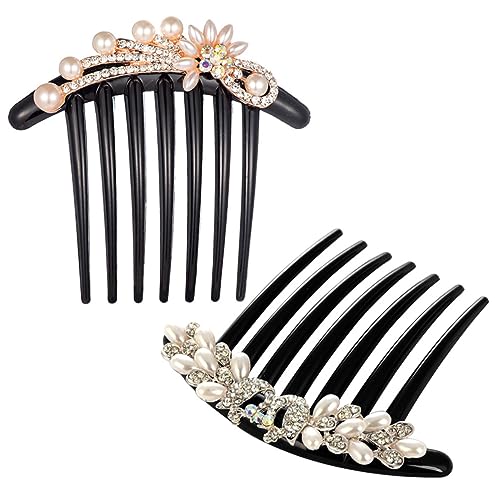 DECORNIJIA 2個ブライダルパールヘアコーム 髪飾り 結婚式用ヘアアクセサリー