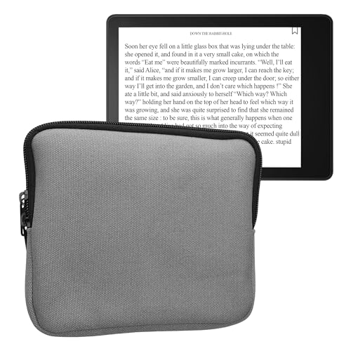 kwmobile Funda Universal para E-Book - Estuche de Tela de Lona con Cierre de Cremallera para Libro Electrónico de 7 Pulgadas - Bolsa Protectora para Ebook con Correa de Mano