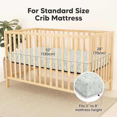 Image of 2-Pack Waterproof Baby Crib Sheets for Boys, Girls - 52x28 Viscose Derived from Bamboo Toddler Bed Sheet Neutral, Fitted Crib Mattress Protector Cover for Baby Bedding, Soft & Gentle (Daisies)