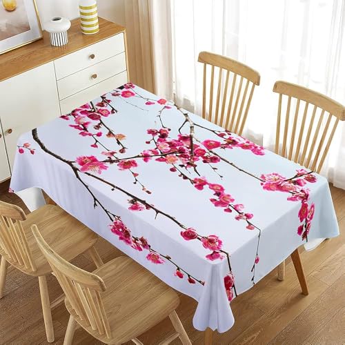 Aozhiswe Mantel Antimanchas Rectangular Flor de Cerezo Primavera Mantel de Mesa Estilo Japonés 140x220 cm Manteles Impermeable Poliéster Protector Comedor para Interior Exterior a/1756