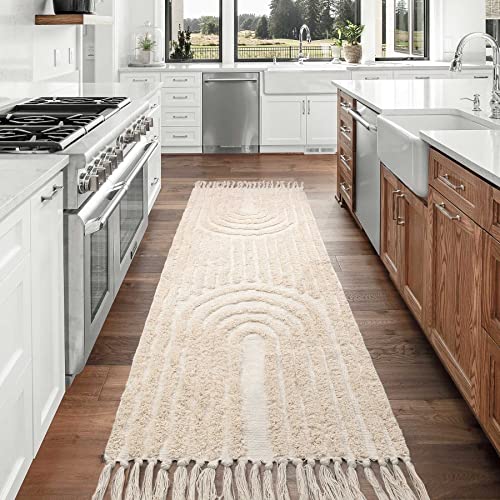Nymphia Boho Runner Rug 2X6 - Beige Hallway Rug Runner Washable Woven Tufted Rugs With Tassels For Kitchen Bathroom Bedroom Living Room Decor #TOP2