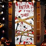 shyllin halloween copriporta decorazione,scena del crimine,180x90cm,striscioni per portico di halloween, tessuto appeso all'orrore, per portico, festa, decorazione murale