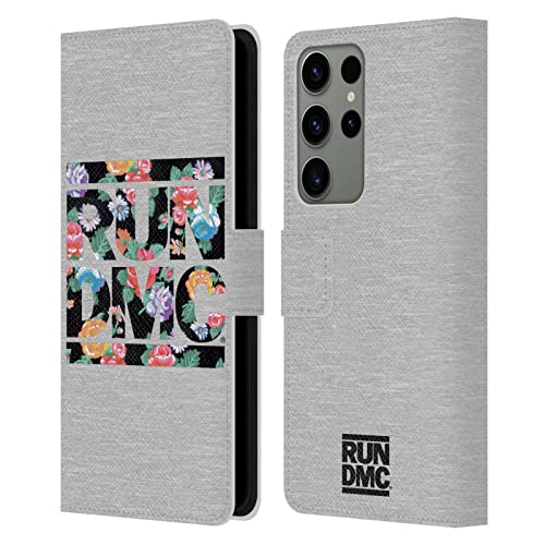 Funda de cuero Run-D.M.C. para Samsung Galaxy S23 Ultra 5G con diseño floral y tapa libro