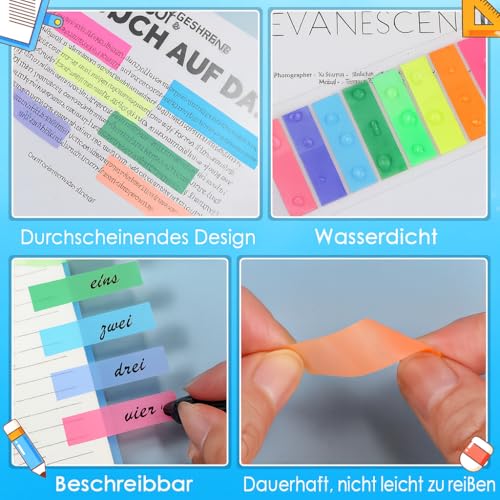 moinkerin Haftstreifen Haftmarker Film Textstreifen Klebezettel Klebemarkierungen Kleine Fahnen Haftnotizen Tabs Beschreibbare Etiketten (E-960 Stücke -2 Stil)