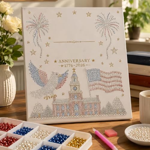 Kit de pintura con perlas DIY conmemorativo del 4 de julio para adultos y hogar 7