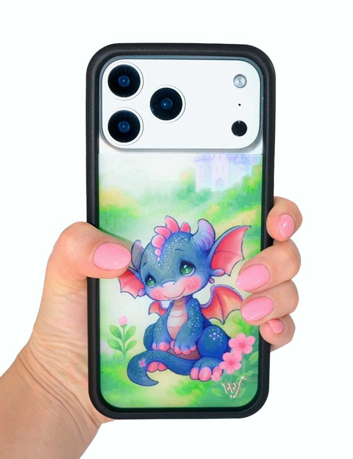Image of Wildflower Cases - Compatible with iPhone 16 Pro Max | Protective Black Bumper, 4ft Drop Test Certified, Women Owned Small Business | Fantasy Castle Cute Purple | Precious Moments - Dragon Dreams