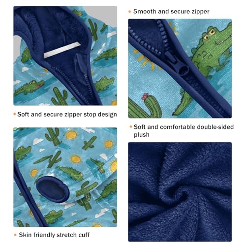 Crocodile Toddler Fleece Jacket Baby Boys Hooded Zipper Long Sleeve Thick Warm Outerwear 3-10 Years3