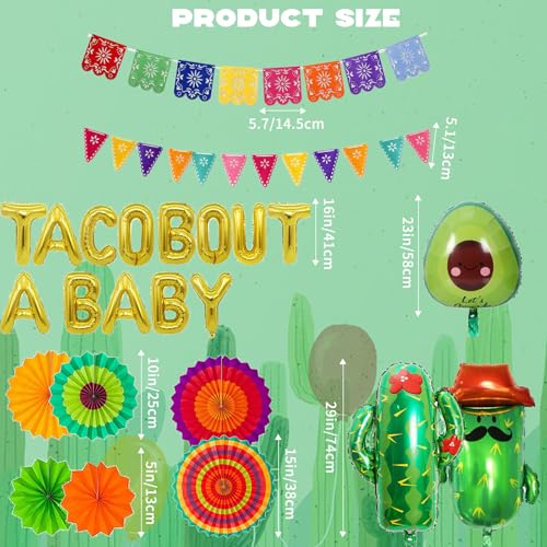 30Pcs Taco Bout a Fiesta Decorations, Fiesta Party Decorations Include Paper Pompoms Paper Fans Fiesta Banner Taco Cactus Avocado Sombrero Foil Balloons for Mexican Cinco De Mayo Party Decorations by Bluegogo - Image 5
