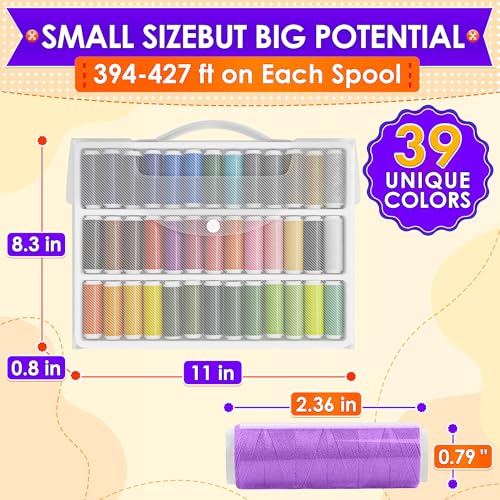 39 Colors Sewing Thread Set 140 Yards Each - Polyester Thread for Sewing Threads for Sewing Machine Thread Kit - Sewing Kit Hand Sewing Thread Sewing Machine Thread
