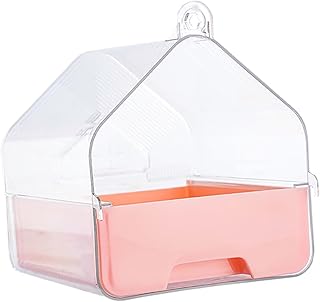 CLISPEED bañera de Loro baño de pájaros Accesorios para jaulas de pájaros bañera de pájaro Loro Jaula de pájaros bañera Baño Jaula para pájaros para periquitos. el plastico Rosa
