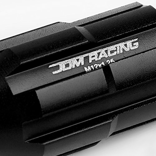 Image of DNA MOTORING LN-ZTL-9025-125-BK 20Pcs M12 x 1.25 Open End Style Wheel Lug Nuts w /Deep Drive Extension Adapter, 24mm OD /50mm H, Black