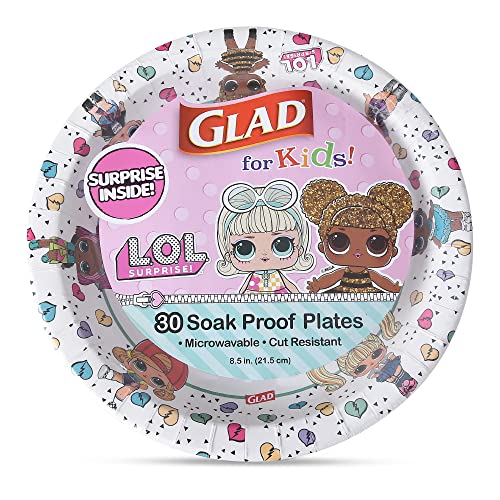 Glad For Kids Lol Heartbreakers 8.5” Paper Plates | Lol Surprise Plates With Hearts, Kids Paper Plates | Lol Themed Large Paper Plates For Everyday Use, 8.5 Inch Paper Plates 30 Ct,White #TOP6