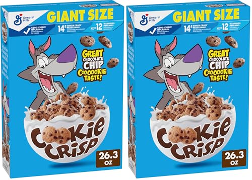 Image of Cookie Crisp Breakfast Cereal, Chocolate Chip Cookie Taste, Made With Whole Grain, Giant Size, 26.3 oz (Pack of 2)