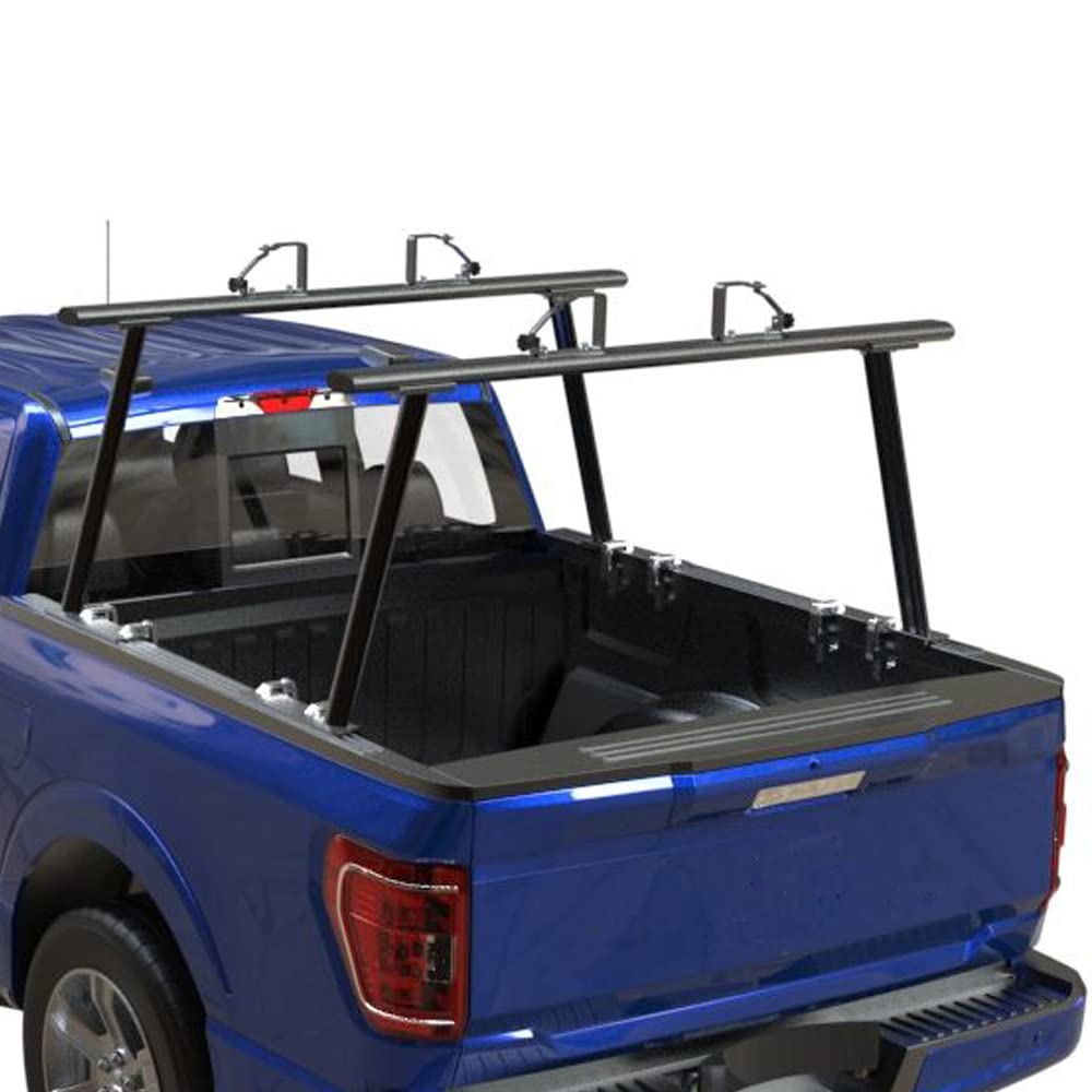 StarONE Universal Truck Bed Rack Adjustable Aluminum Pickup Truck Bed Ladder Rack with Ladder Stops