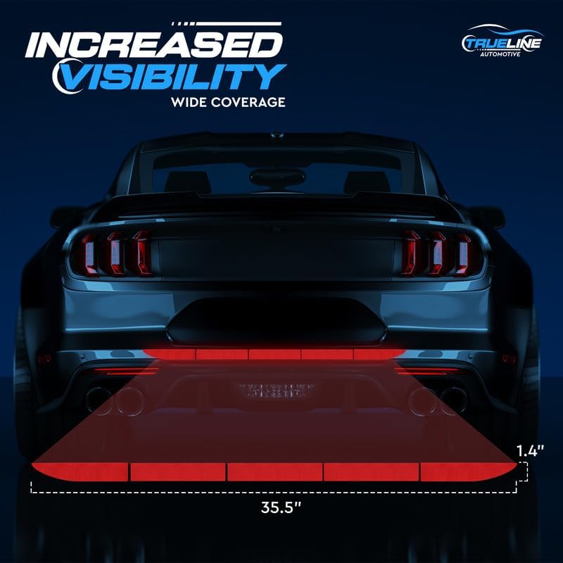 Vista 3 de TRUE LINE Automotive Adhesivo reflectante para maletero trasero, adhesivo de advertencia trasero de parachoques, marcadores de seguridad