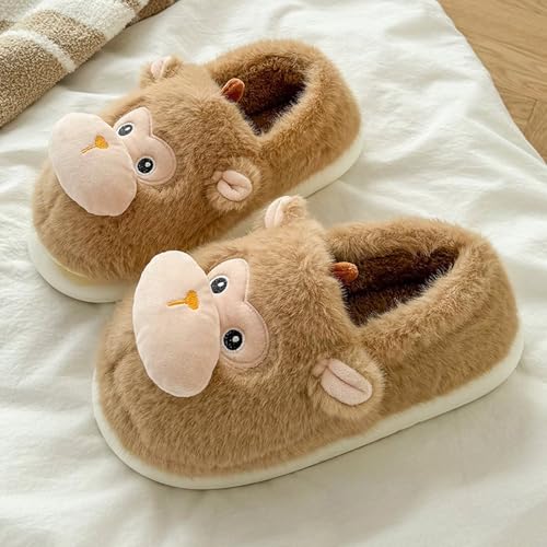 Women Anima Monkey Slippers Soft Warm Fleece Non-Slip Heel Covering Cushioned House Shoes Indoor Outdoor3