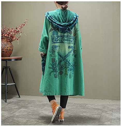 Duberess Women Fashion Loose Distressed Denim Trench Jacket Coat Casual Plus Size Jean Outerwear - Image 5