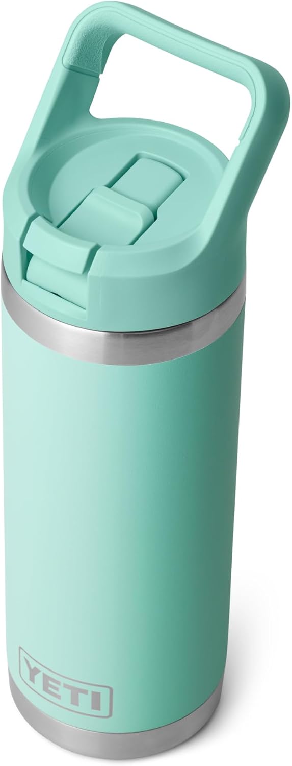 YETI Rambler 18 oz Bottle, Vacuum Insulated, Stainless Steel with Straw Cap, Seafoam