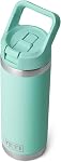 YETI Rambler 18 oz Bouteille isolante sous vide, en acier inoxydable avec bouchon de paille, mousse de mer