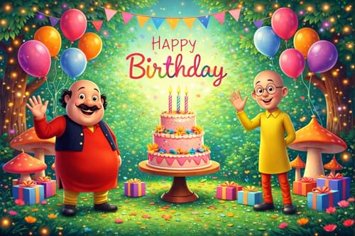 Image of Happy Birthday Theme Backdrop Banner (Fabric) 3x5 ft - Digital Print Cloth Background, Reusable Birthday Party Wall Decoration for Girls, Photo Booth & Stage Decor