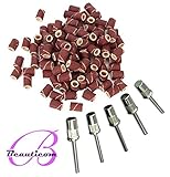 Beauticom ® Extra Coarse Grit #80 Nail Sanding Bands (Fits All Dremel) (Quantity: 100pcs) AND Beauticom Silver 3/32" Mandrel Bit- For Nail Drill/File (Quantity: 5 Pieces)